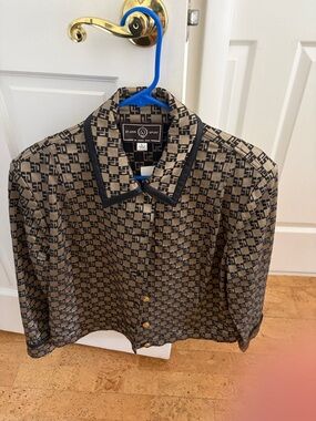 St. John Taupe and Black Patterned Jacket